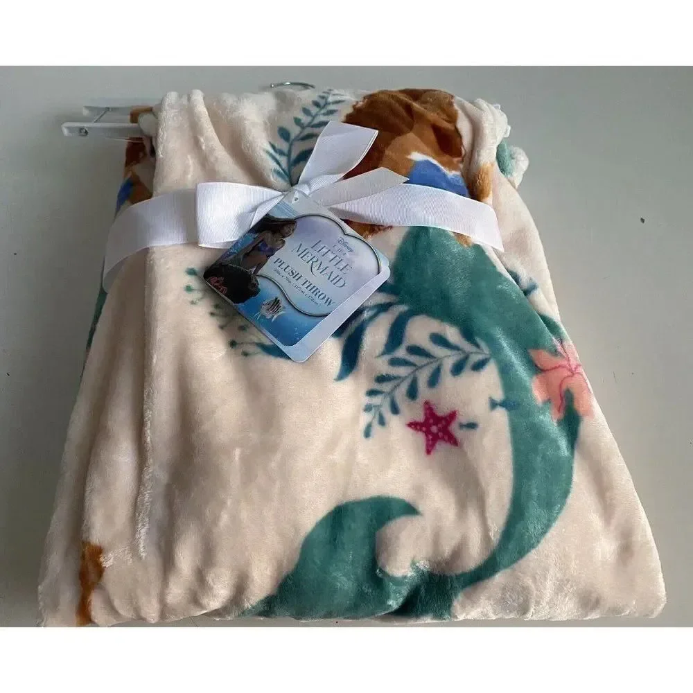 Disney The‎ Little Mermaid Live Action Movie Plush Throw Blanket 50 x 70” NEW